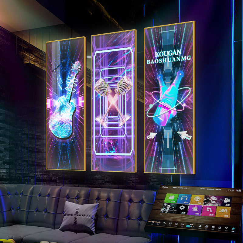 KTV box background wall ambient light painting nightclub bar clear bar with lamp decoration mural barbecue shop luminous hanging painting