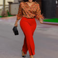 D541 european and american clothing independent station  printing long sleevesshirteleganteleganceloose pantsfashion african suit