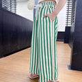 Girls' pants  new korean style kids striped lace waistband loose wide leg pants girls summer straight leg trousers