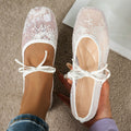 Lace fairy flat shoes : square toe, lace-up design, mesh material – ultra-gentle, overflowing with summer vibes