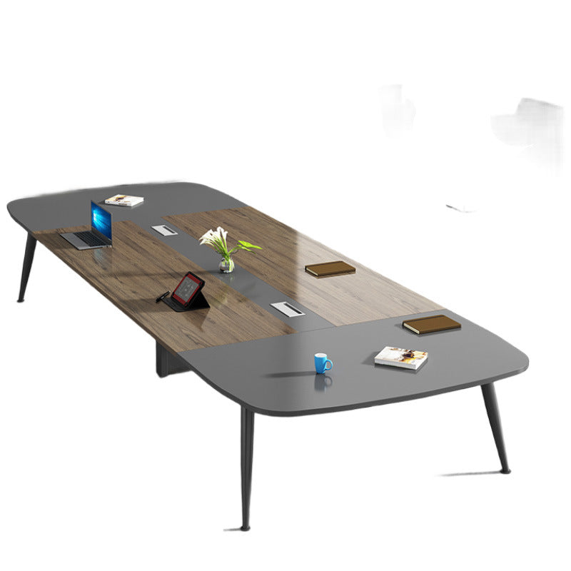 Saint-li rectangular conference table and chair set, training table and chair combination, rounded corner meeting office desk, reception desk