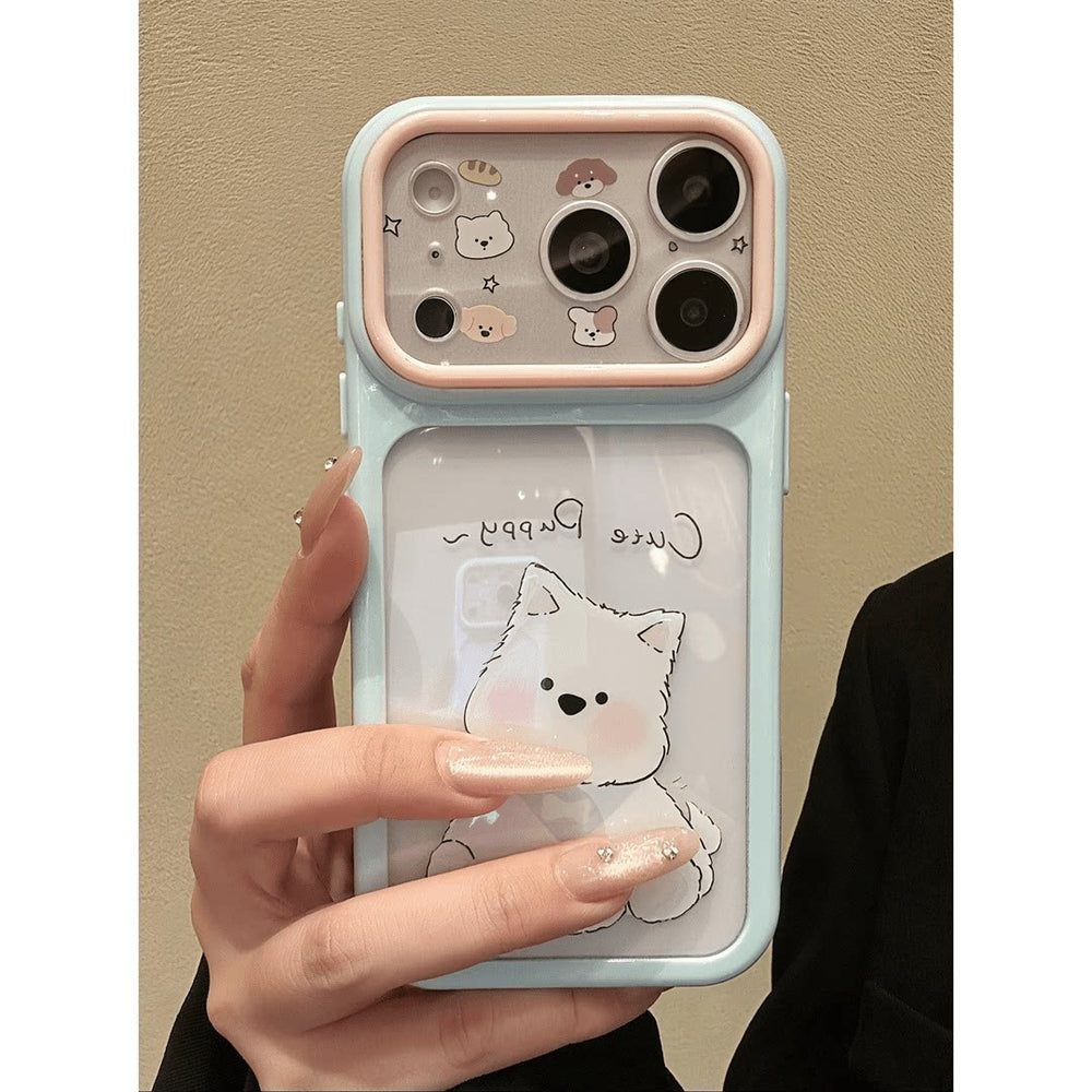 Suitable for apple 17promax mobile phone case cartoon tilted head west highland puppy english iphone18 starry sky case 16