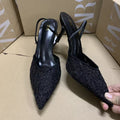 Za's 2026 new women's low-heel elegant sequin pumps - closed-toe, low-cut, back-strap flats