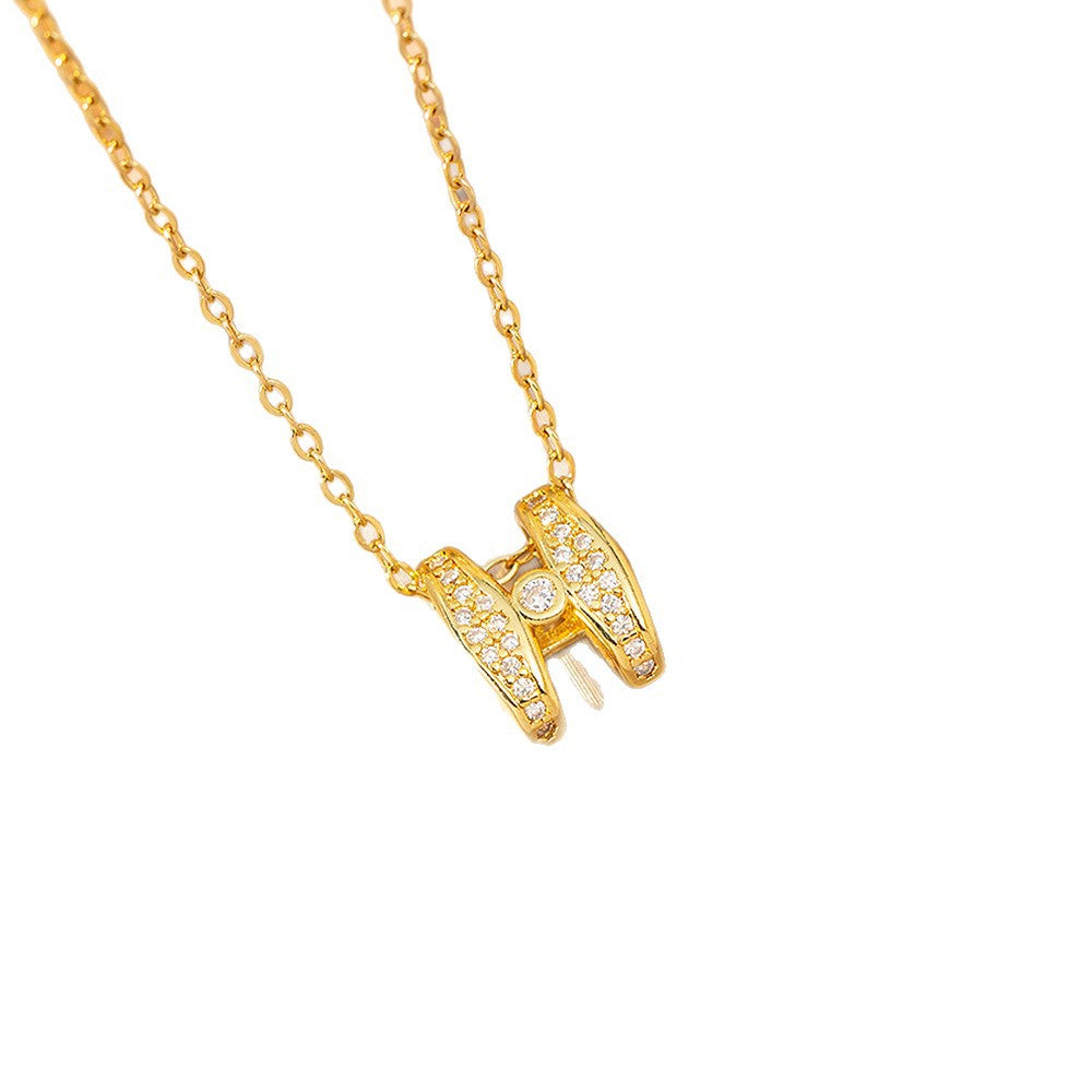 [titanium steel] japanese and korean cross-border popular fashion letter h necklace for women, high-end, accessible luxury, niche clavicle chain jewelry