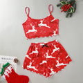 hot-selling christmas european and american style thin pajamas simple printed suspender milk silk shorts sexy two-piece set