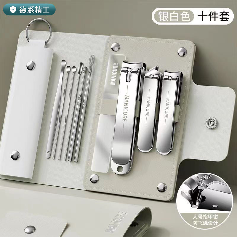 Gradient nail clipper 10-piece set, rotating case kit, nail scissors, nail clippers set, large and small sizes, angled edge nail clippers