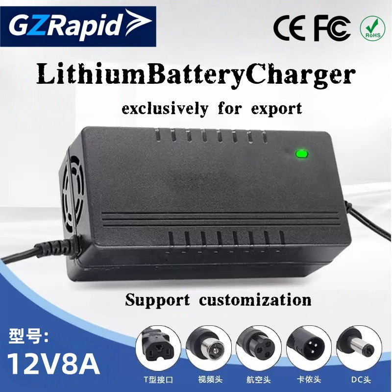 12v8a lithium battery charger 24v36v48v60v72v electric vehicle scooter 110v220v european, british and american regulations