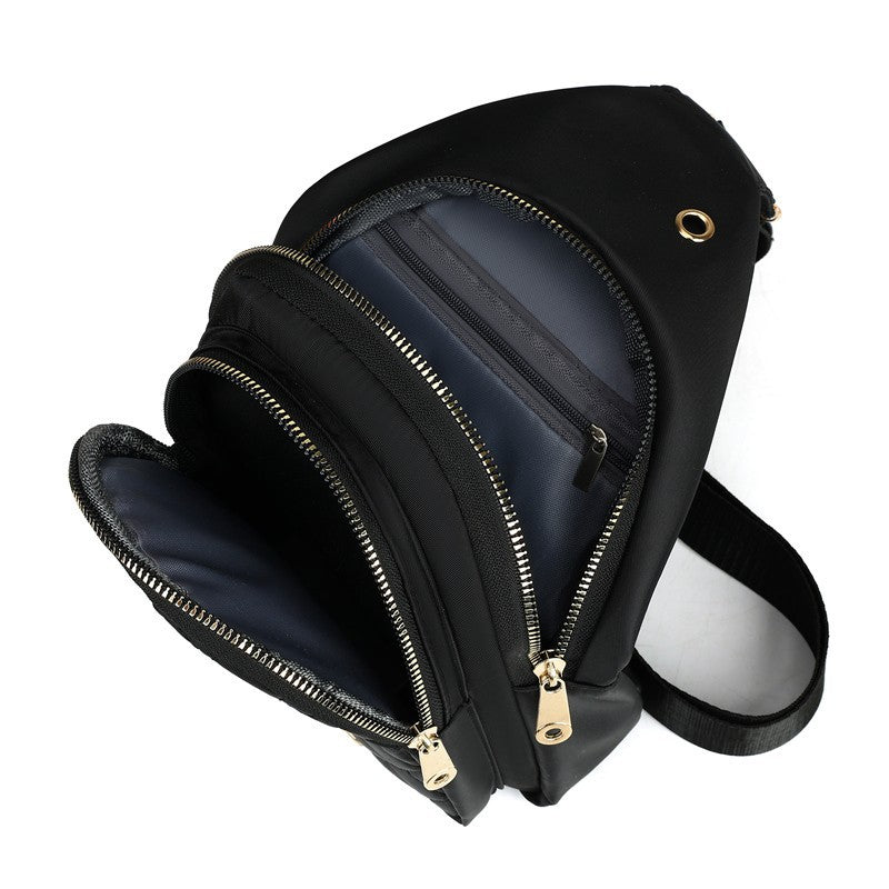 Foreign trade women's bag outdoor versatile fashion breast bag multi-layer embroidery thread Korean version shoulder bag portable travel commuter messenger bag