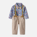 Wholesale new arrivals: children's clothing sets - boys' formal wear, long-sleeved floral shirt with bow tie, spring/summer overalls