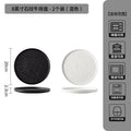 Japanese-style premium black and white ceramic dinnerware - high-end rock texture dinner plates for home use - round steak and chop dishes for restaurants