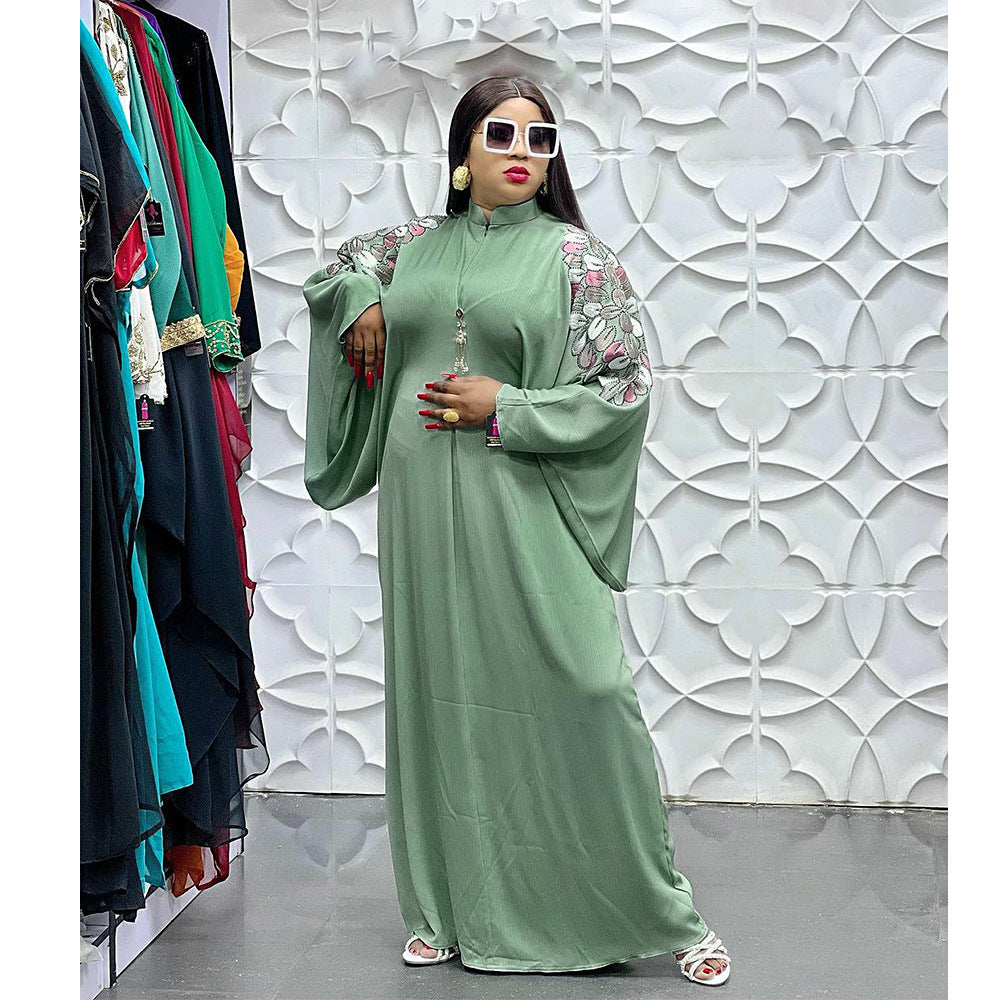new long robe dress african export  women's plus size chiffon dress with headscarf