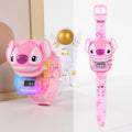 Pink stitch [sliding cover + time display + music & lights]