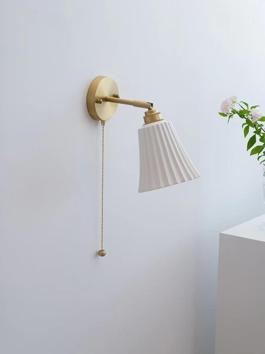 French retro white ceramic chandelier American all-copper bedroom dining room living room full spectrum glass cream wind lighting