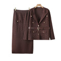 new european and american fashionable and elegant herringbone jacquard knitted export two-piece knit set dress