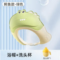Crocodile style shower cap-green + shampoo cup