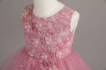 New arrival: export-quality wedding dress, children's formal gown, floral appliqué princess dress, little girl's piano recital dress, kids' dress