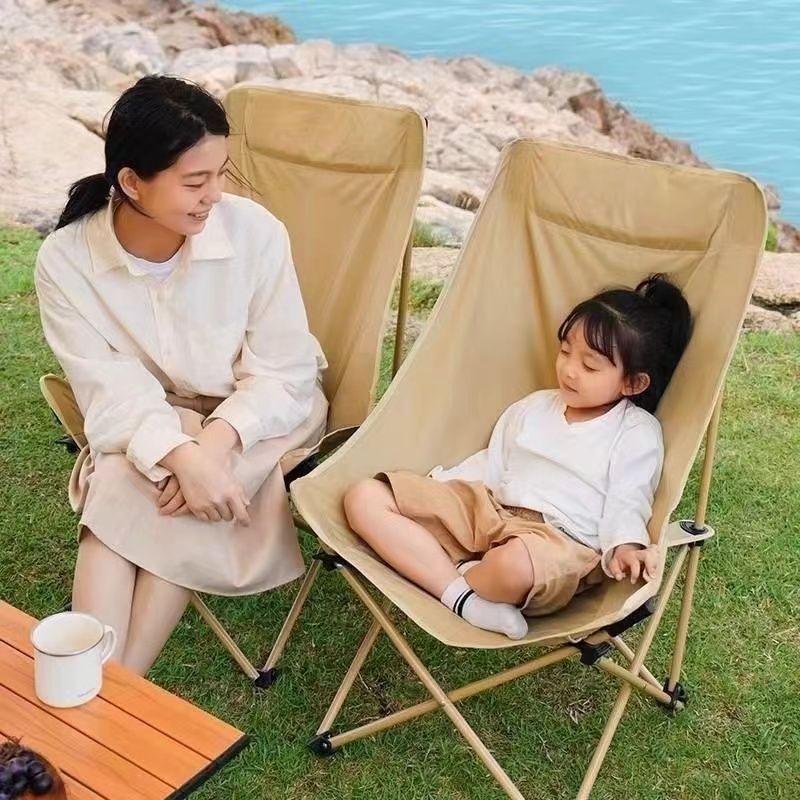 Outdoor folding chair fishing stool portable elevated moon chair outdoor dinner folding lounge chair installation-free foldable bed
