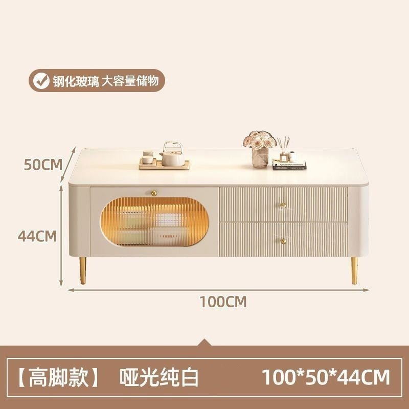 Solid wood tv stand living room home modern minimalist floor cabinet new coffee table tv cabinet glass other