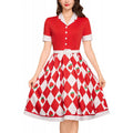 Amazon fashion retro short sleeve printing dress women  summer new arrival silmslimming look skirt