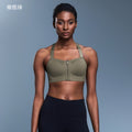 Front zipper integrated cup shockproof sports bra women's adjustable straps beautiful back yoga bra anti-sagging d25117