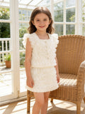 summer cross-border e-commerce 3d mesh wave patchwork top + skirt two-piece set girls' outfit