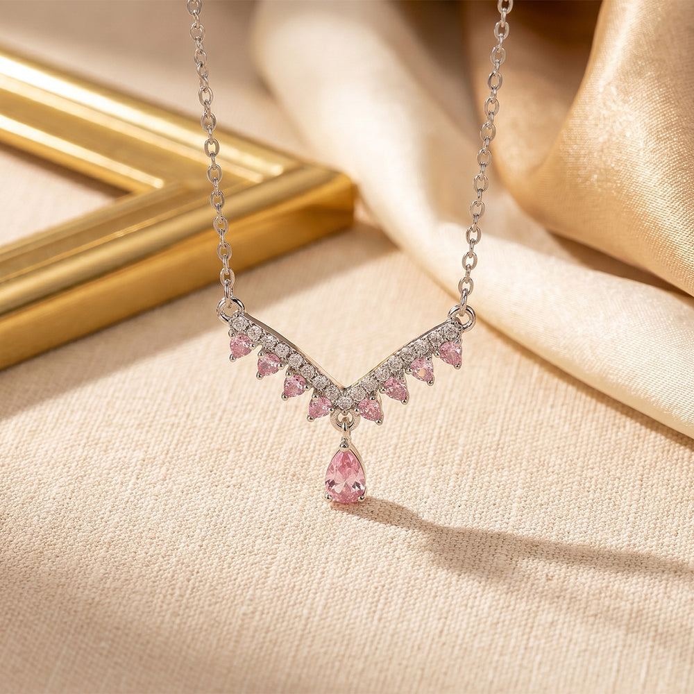 hot-selling fashion zircon-encrusted geometric teardrop necklace, understated luxury, niche jewelry, high-end women's accessory, non-fading clavicle chain