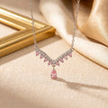 hot-selling fashion zircon-encrusted geometric teardrop necklace, understated luxury, niche jewelry, high-end women's accessory, non-fading clavicle chain