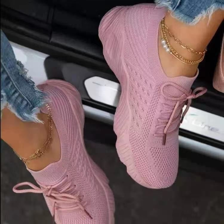 Spot new women's shoes flying woven women's shoes air cushion sole independent station  large size 36-43 women's single shoes wholesale