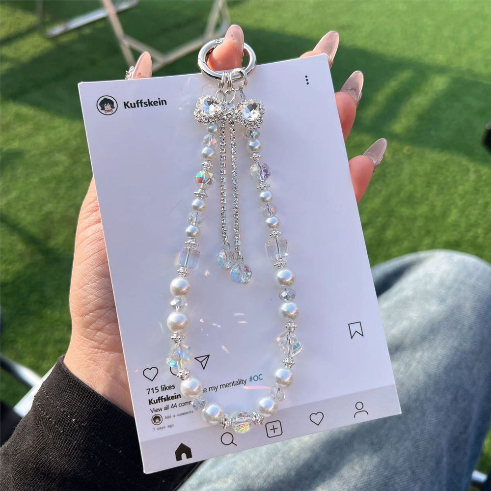 Luxury rhinestone butterfly phone charm crystal pendant wristlet chain accessories - high-end mobile phone lanyard for women