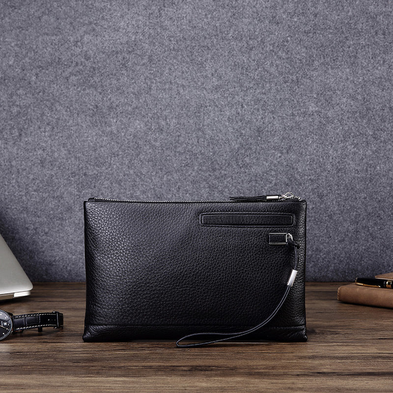 New men's genuine leather clutch bag, clutch bag, cowhide business envelope bag, intelligent anti-theft and anti-lost clutch bag, men's portable.