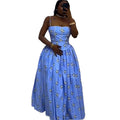 European and american women's clothing  autumn new sweet and fresh printed camisole bandeau high-waisted slimming a-line dress