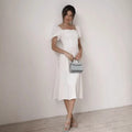 fall/winter new arrival: white bubble sleeve dress - ethereal & chic, european & american style, high-end fashion