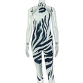 European and american style cross-border printed women's streetwear backless hot jumpsuit summer zebra print skin-tight sporty bodysuit