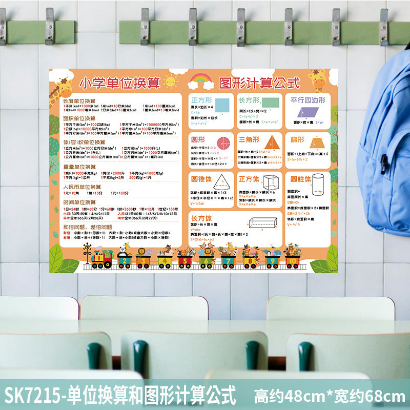 Kindergarten addition, subtraction, multiplication and division formula, Chinese pinyin table, early childhood connection, early education children's room, classroom puzzle wall sticker