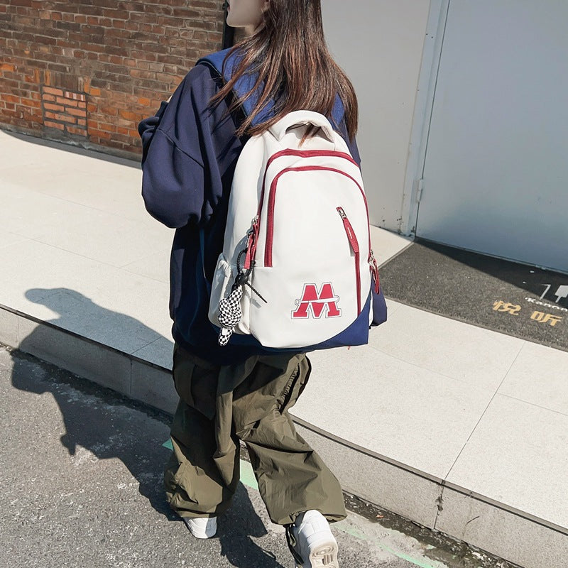 School bag, girls, college students, large-capacity middle school students, contrasting colors, simple niche design, backpack, fashion trend, men