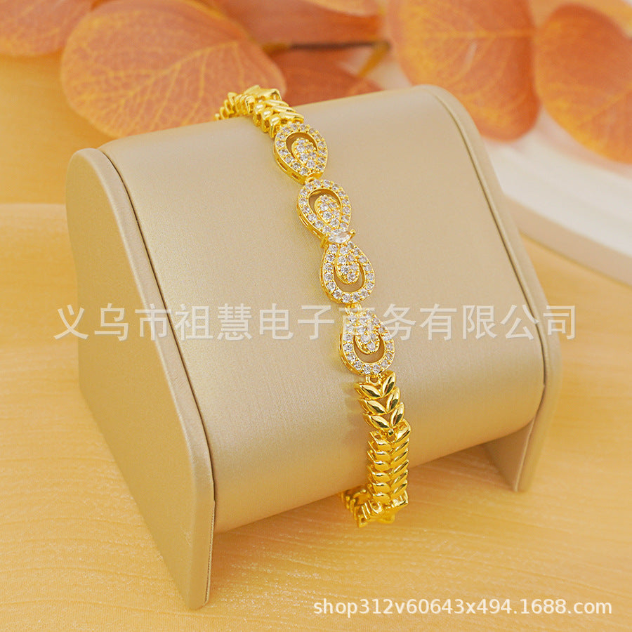 1pcs cross-border middle east directional trendy fashion luxury charm women's bow tie rectangular snowflake stylish bracelet