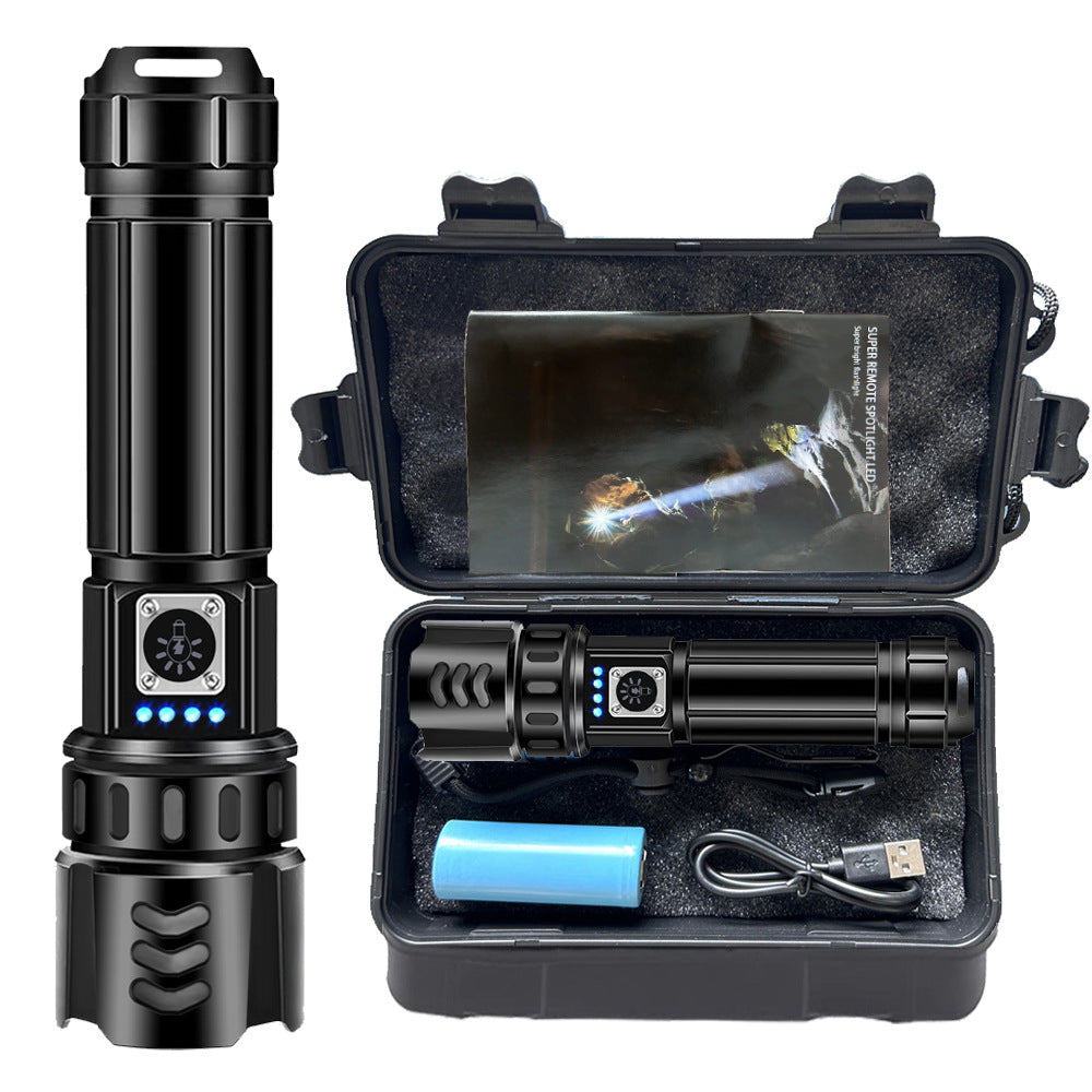 Cross-border explosive aluminum alloy strong light flashlight battery outdoor convenient emergency small zoom remote shooting flashlight