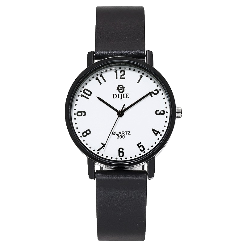 Silent quartz watch for civil service exams - suitable for students, men, and women - official exam approved, leather strap, no ticking sound