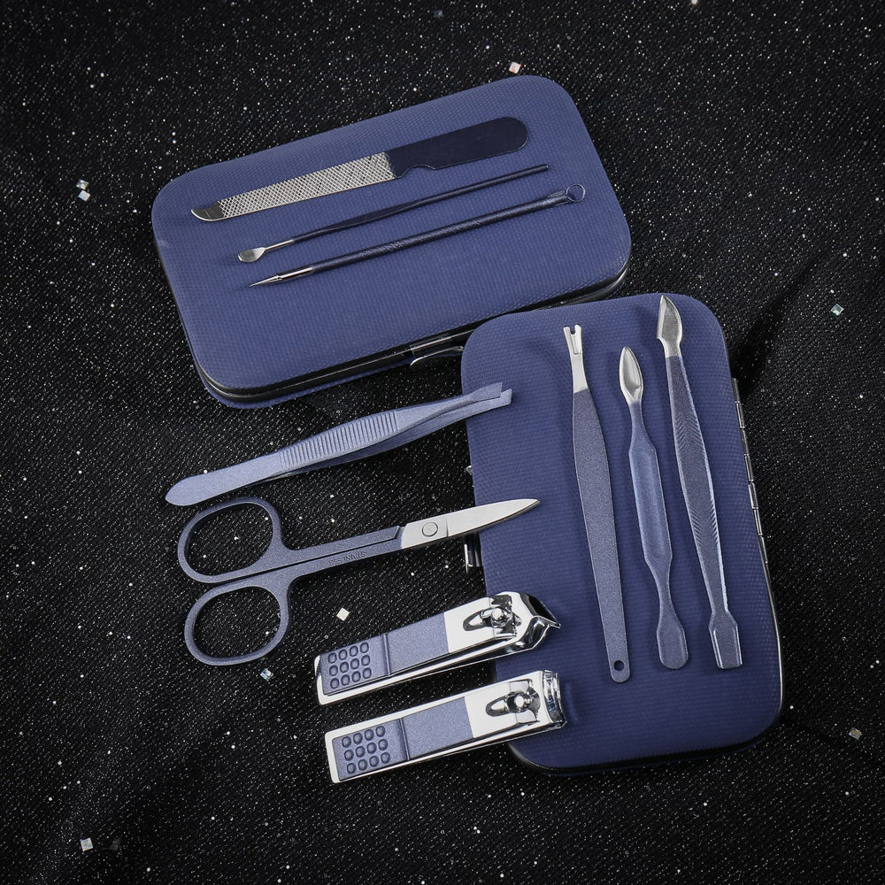 Ready-to-ship stainless steel nail clipper set - blue 18-piece manicure and pedicure kit