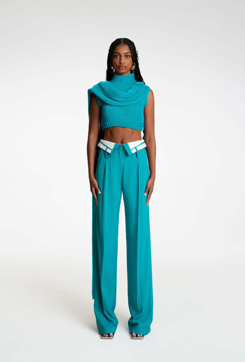 Spring american retro draped women's suit pants loose slimming look lapel design straight-leg loose pantsins