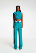 Spring american retro draped women's suit pants loose slimming look lapel design straight-leg loose pantsins