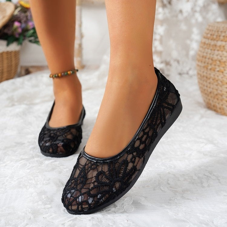 Export  spring new arrivalfashionplus size round toe flatsflats women's bean casual shoes fly woven women's shoes wholesale