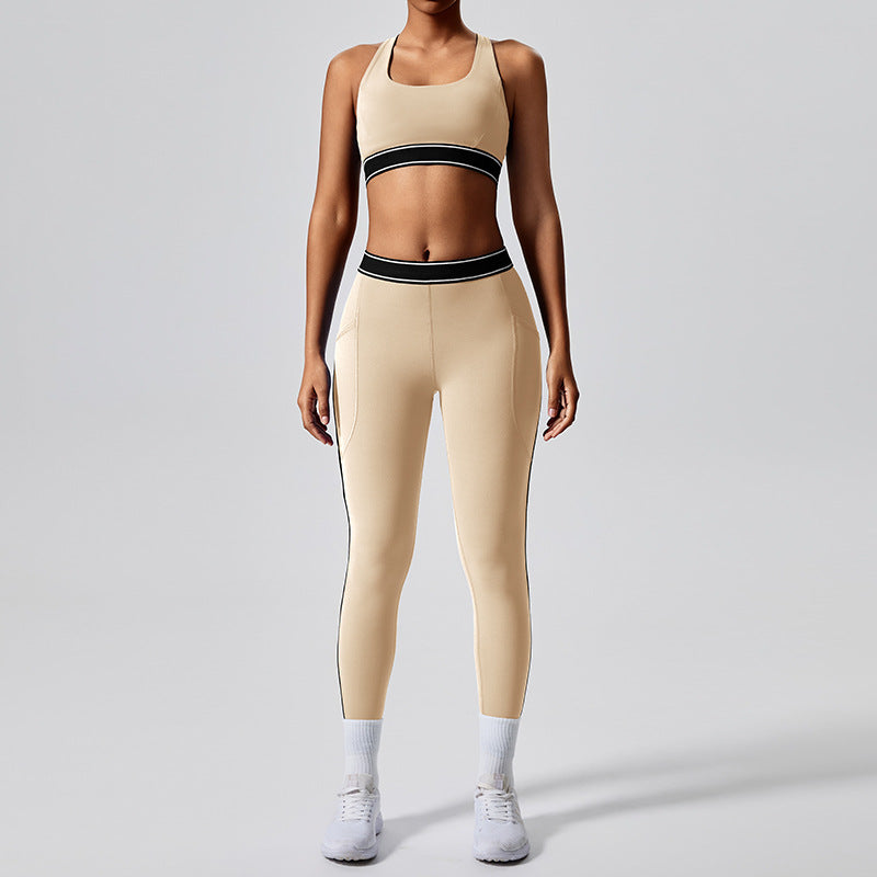 new arrival with chest pad elastic fitness fashion yoga clothes two-piece set women's pilates sports yoga clothes suit