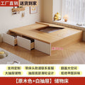 Small apartment box bed, large capacity with drawer storage, double floor-standing low bed, bay window tatami flip-top storage bed