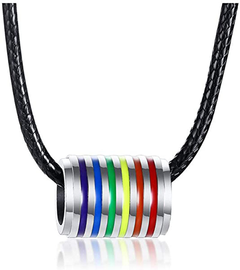 supply necklace stainless steel colorful cylindrical roller titanium steel pendant same-sex couple chain