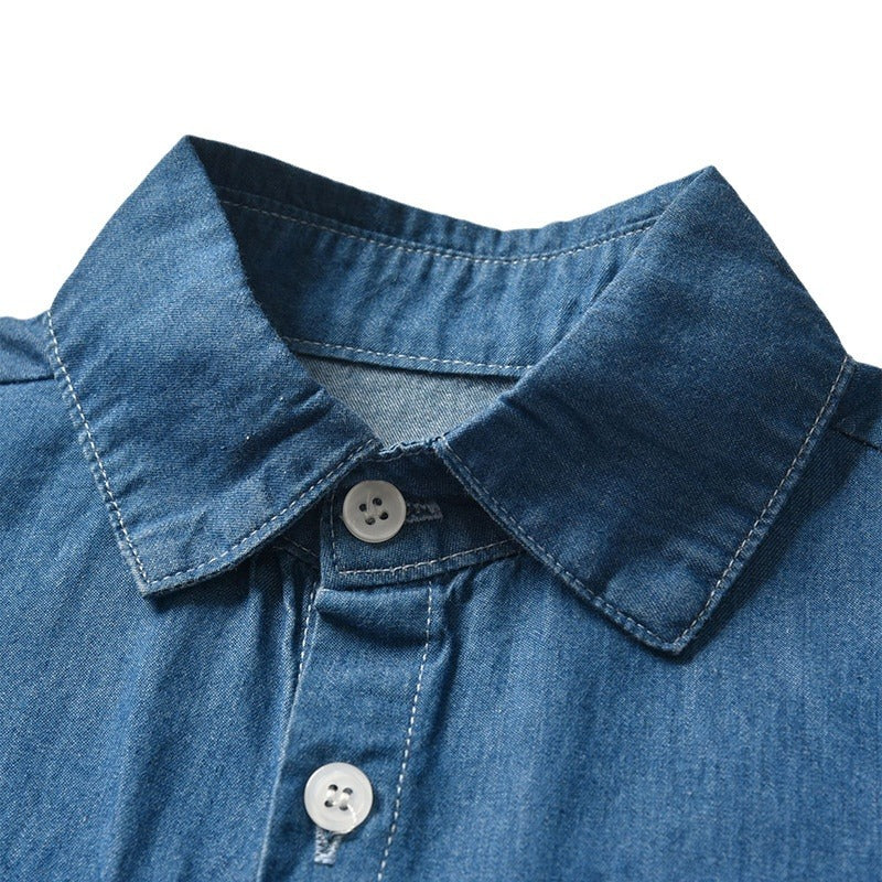 New boys' denim jacket style long-sleeve shirt - spring collection for toddlers and babies