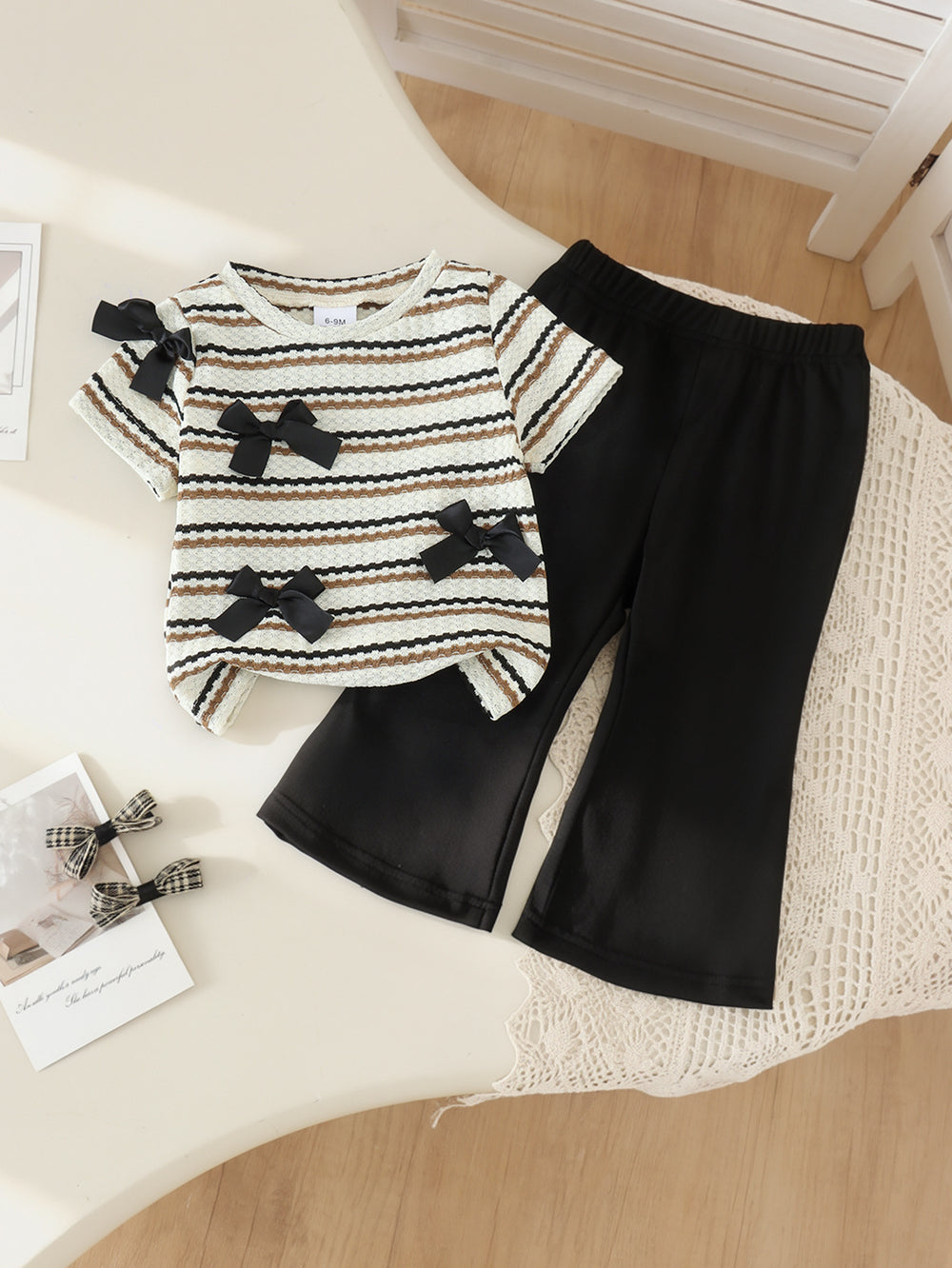 Baby clothing kids set children outfit short-sleeved t-shirt brown pants two-piece set