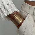 Punk wide version bracelet wholesale european and american cross-border jewelry brushed line alloy bracelet exaggerated golden open bracelet