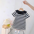 Baby girl dress  summer new arrival loose princess style thin fashion striped korean cartoon polo dress