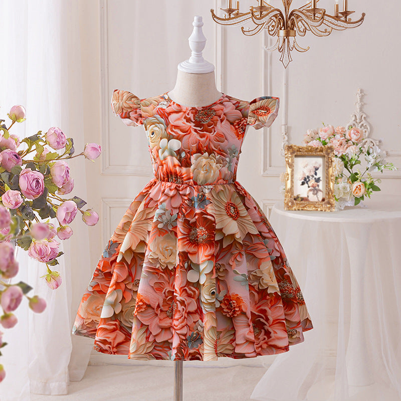 Middle and large girl beach skirt summernew arrival children's suspender skirt seaside vacation bohemia cotton silk kidsdress